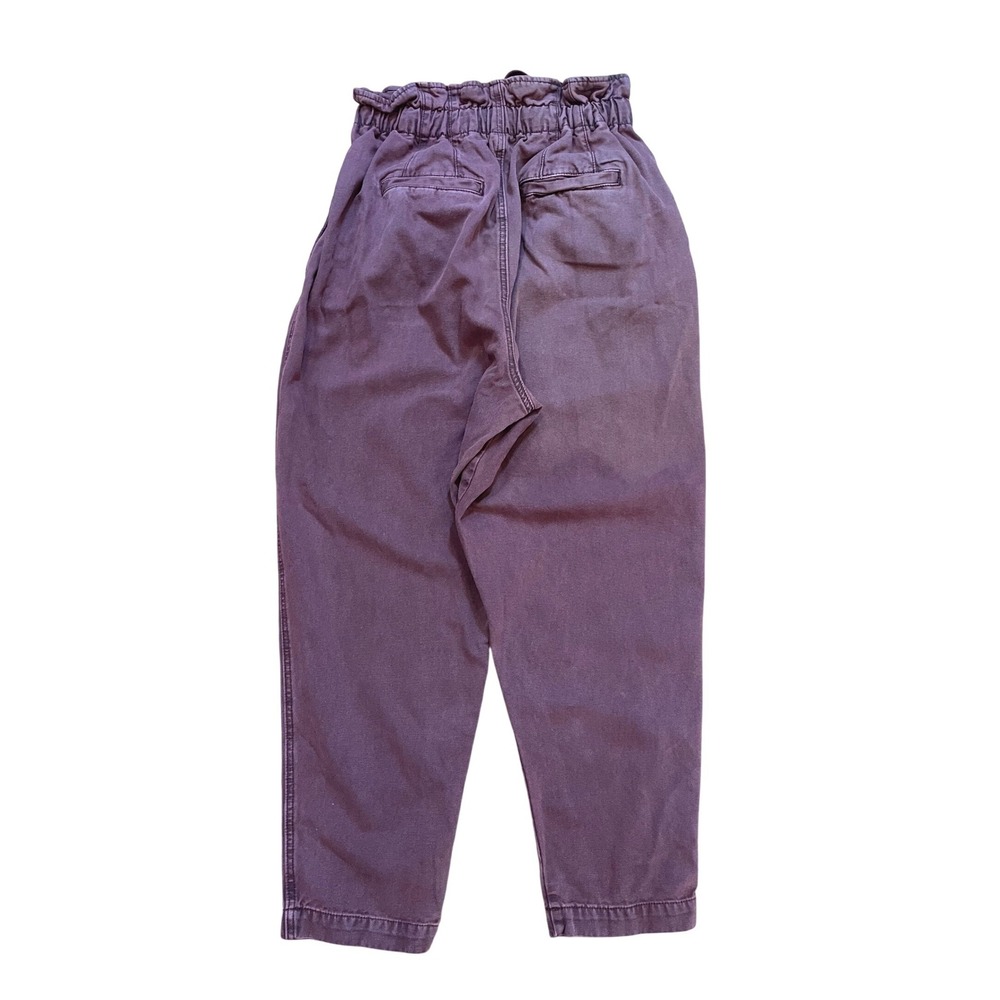 Free People Pants Womens S Purple Cotton Paperbag Waist Tapered Boho Slouchy Y2K - Picture 2 of 12